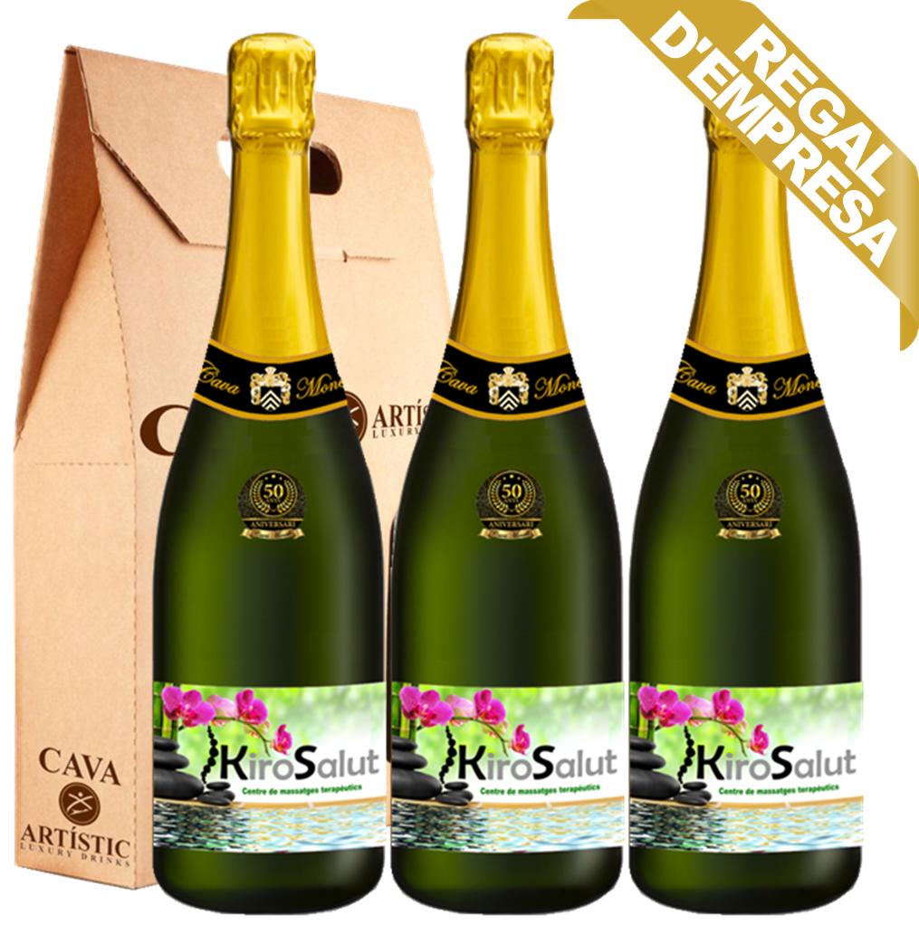 Cava d'Empresa amb el logo corporatiu - Estoig de 3 Ampolles