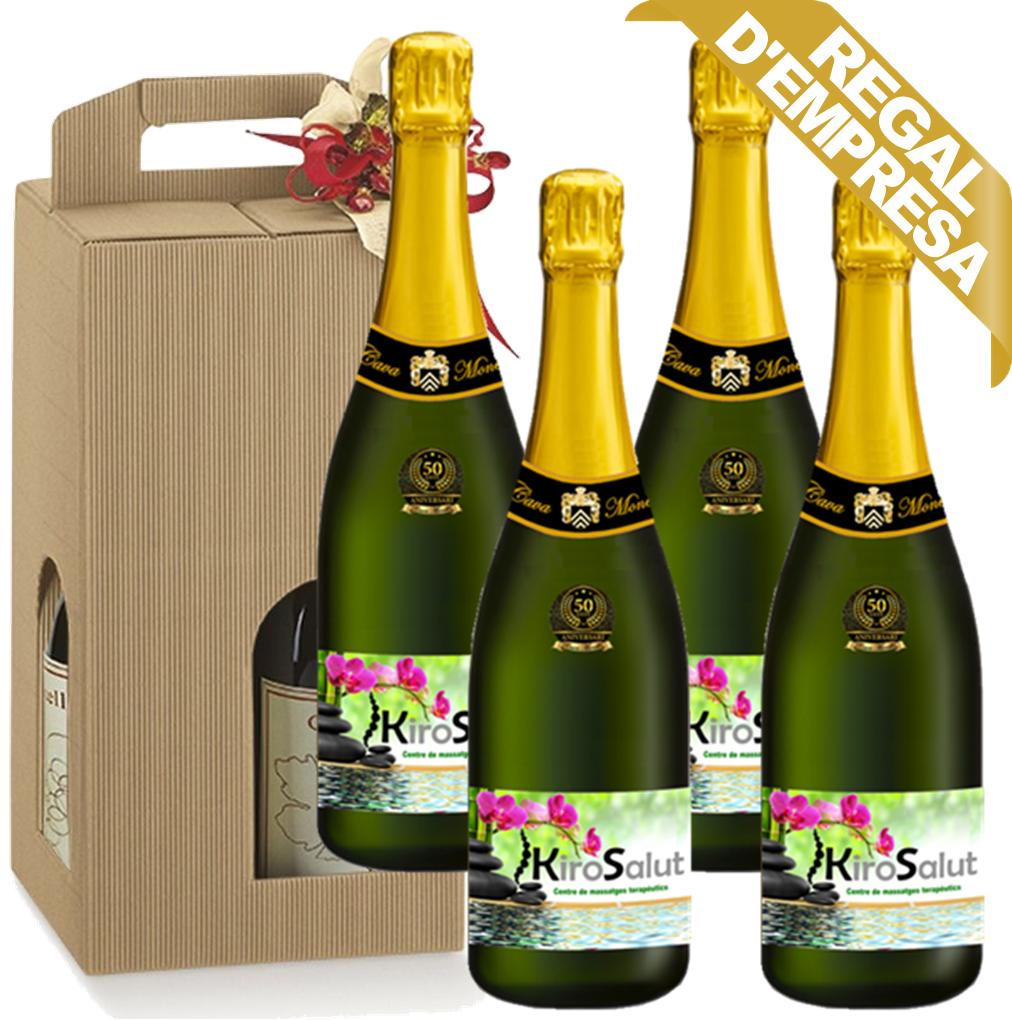 Cava d'Empresa amb el logo corporatiu - Estoig de 4 Ampolles
